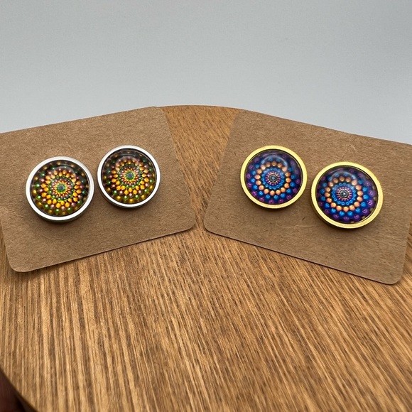 Classic Silver Round Stud Earrings - Trendy Stylish Stud Earrings Set of Two - Picture 11 of 15